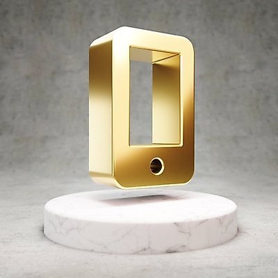 JPG 해외이미지 일러스트 모바일 사람없음 스마트폰 3D 디지털 금색 황금 심볼 광택 해외일러스트 컬러 핸드폰 스마트기기 디지털합성 파일형식 이미지허브