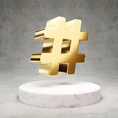 JPG 해외이미지 일러스트 사람없음 3D 디지털 금색 황금 심볼 광택 해시태그 해외일러스트 컬러 디지털합성 특수문자 파일형식 이미지허브