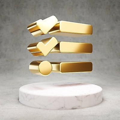 JPG 해외이미지 일러스트 사람없음 3D 디지털 금색 업무 황금 심볼 체크표시 광택 리스트 목차 해외일러스트 컬러 작업 디지털합성 확인 파일형식 이미지허브