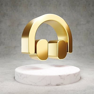 JPG 해외이미지 일러스트 사람없음 3D 디지털 헤드폰 금색 황금 심볼 광택 해외일러스트 컬러 음향기기 디지털합성 파일형식 이미지허브