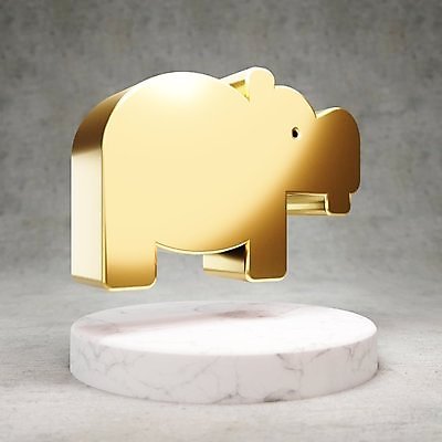 JPG 해외이미지 일러스트 사람없음 3D 디지털 금색 황금 심볼 광택 하마 해외일러스트 컬러 포유류 디지털합성 파일형식 이미지허브