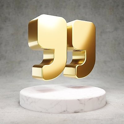 JPG 해외이미지 일러스트 사람없음 3D 디지털 금색 황금 심볼 광택 큰따옴표 해외일러스트 기호 컬러 디지털합성 파일형식 이미지허브