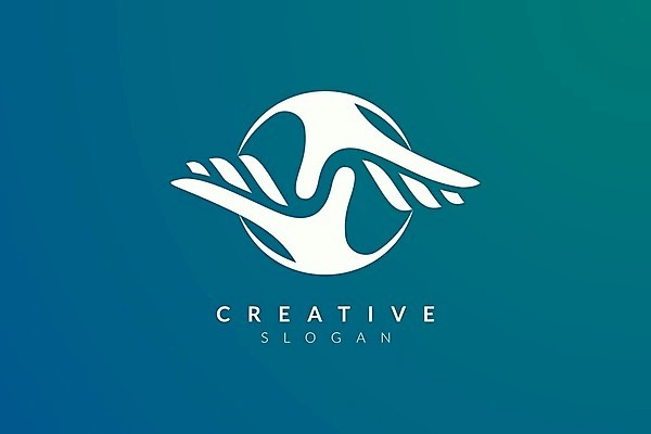 EPS 해외이미지 일러스트 회사 명함 사람없음 파란색 심볼 손모양 해외일러스트 모양 컬러 비즈니스 파일형식 벡터 손_신체부위 이미지허브