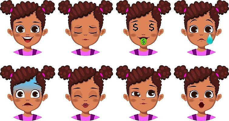 EPS 해외이미지 캐릭터 헤어스타일 응시 여자 행복 감정 얼굴 어린이 일러스트 미소 웃음 사람 세트 머리 검은색 기쁨 분노 표현 울음 시원함 만화 수집 긍정 이모티콘 고립 아바타 해외일러스트 일러캐릭터 시선 컬러 컨셉 표정 신체부위 파일형식 벡터 이미지허브