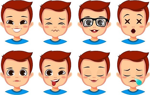 EPS 해외이미지 캐릭터 남자 행복 감정 얼굴 어린이 스티커 일러스트 키스 미소 웃음 사람 소년 세트 머리 기쁨 분노 표현 입 만화 수집 심볼 코믹 이모티콘 고립 아바타 해외일러스트 일러캐릭터 표정 신체부위 애정표현 파일형식 벡터 이미지허브