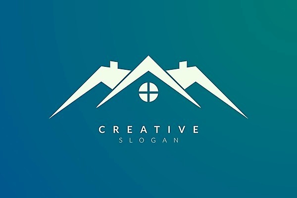 EPS 해외이미지 일러스트 회사 명함 지붕 사람없음 파란색 심볼 해외일러스트 컬러 비즈니스 파일형식 벡터 이미지허브