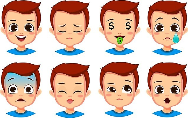 EPS 해외이미지 캐릭터 남자 행복 감정 얼굴 어린이 스티커 일러스트 키스 미소 웃음 사람 소년 세트 머리 기쁨 분노 표현 입 만화 수집 심볼 코믹 이모티콘 고립 아바타 해외일러스트 일러캐릭터 표정 신체부위 애정표현 파일형식 벡터 이미지허브