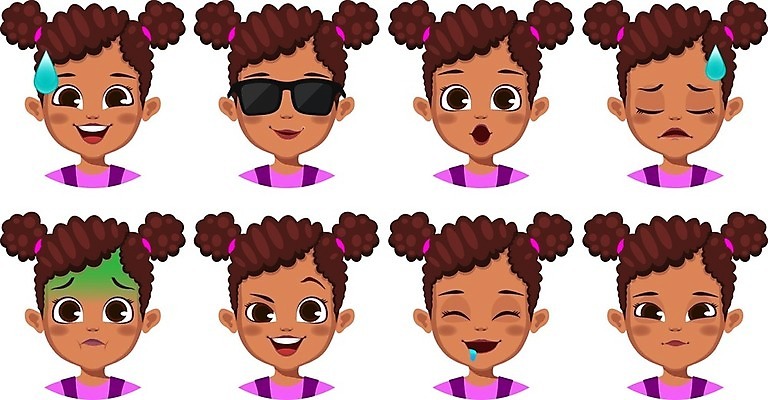 EPS 해외이미지 캐릭터 헤어스타일 응시 여자 행복 감정 얼굴 어린이 일러스트 미소 웃음 사람 세트 머리 검은색 기쁨 분노 표현 울음 시원함 만화 수집 긍정 이모티콘 고립 아바타 해외일러스트 일러캐릭터 시선 컬러 컨셉 표정 신체부위 파일형식 벡터 이미지허브