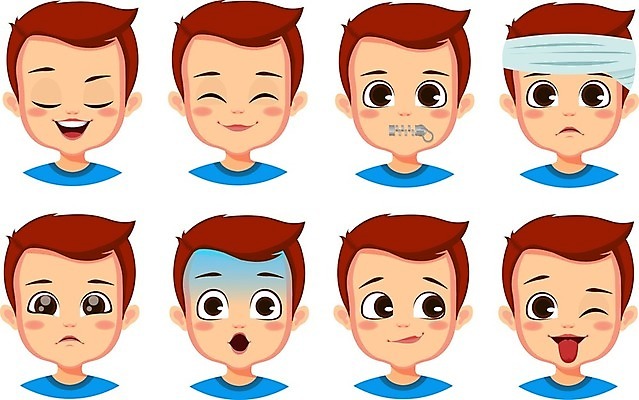 EPS 해외이미지 캐릭터 남자 행복 감정 얼굴 어린이 스티커 일러스트 키스 웃음 사람 소년 세트 머리 기쁨 분노 표현 입 만화 수집 심볼 코믹 이모티콘 고립 아바타 해외일러스트 일러캐릭터 표정 신체부위 애정표현 파일형식 벡터 이미지허브