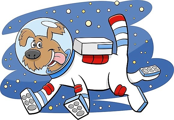 EPS 해외이미지 캐릭터 별 일러스트 사람없음 반려동물 우주 귀여움 흰색 개 만화 우주복 해외일러스트 일러캐릭터 자연요소 동물 옷 컬러 컨셉 포유류 파일형식 벡터 이미지허브