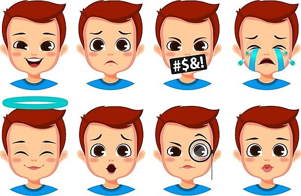 EPS 해외이미지 캐릭터 남자 행복 감정 얼굴 어린이 스티커 일러스트 키스 웃음 사람 소년 세트 머리 기쁨 분노 표현 입 만화 수집 심볼 코믹 이모티콘 고립 아바타 해외일러스트 일러캐릭터 표정 신체부위 애정표현 파일형식 벡터 이미지허브