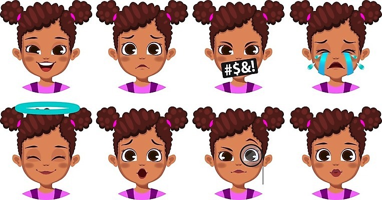 EPS 해외이미지 캐릭터 헤어스타일 응시 여자 행복 감정 얼굴 어린이 일러스트 미소 웃음 사람 세트 머리 검은색 기쁨 분노 표현 울음 시원함 만화 수집 긍정 이모티콘 고립 아바타 해외일러스트 일러캐릭터 시선 컬러 컨셉 표정 신체부위 파일형식 벡터 이미지허브