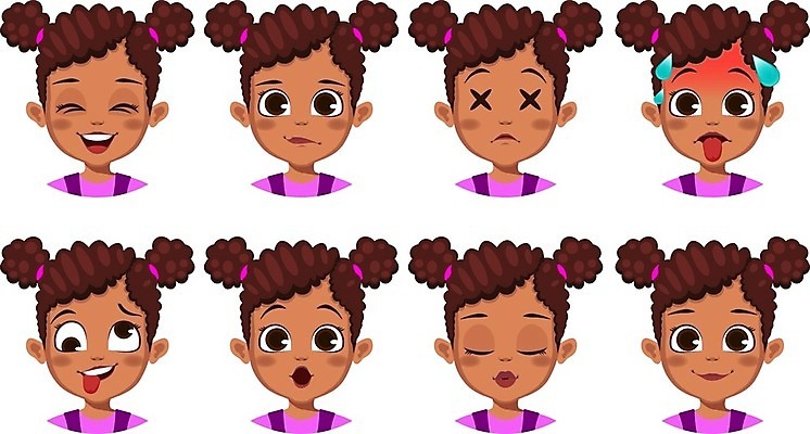 EPS 해외이미지 캐릭터 헤어스타일 응시 여자 행복 감정 얼굴 어린이 일러스트 미소 웃음 사람 세트 머리 검은색 기쁨 분노 표현 울음 시원함 만화 수집 긍정 이모티콘 고립 아바타 해외일러스트 일러캐릭터 시선 컬러 컨셉 표정 신체부위 파일형식 벡터 이미지허브