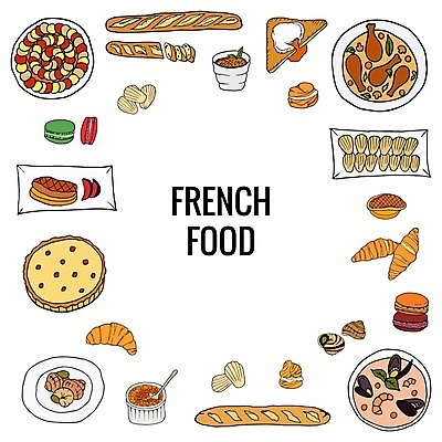 EPS 해외이미지 접시 음식 조각 채소 일러스트 디저트 육류 요리 빨간색 초록색 세트 장미 갈색 식당 식사 낙서 바게트 정상 만화 스케치 해산물 메뉴 마카롱 프랑스어 점심식사 해외일러스트 문자 식기 꽃 빵 컬러 식재료 미술 상점 파일형식 벡터 이미지허브