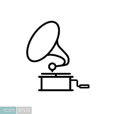 EPS 해외이미지 음악 일러스트 사람없음 소리 레코드 재생 아날로그 축음기 턴테이블 해외일러스트 음향기기 문화예술 골동품 음반 파일형식 벡터 이미지허브