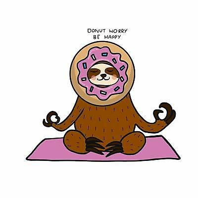 EPS 해외이미지 디자인 일러스트 휴식 앉기 사람없음 눈감음 요가자세 매트 유머 도넛 나무늘보 해외일러스트 동물 감정 포즈 컨셉 요가 모션 디저트 파일형식 벡터 이미지허브