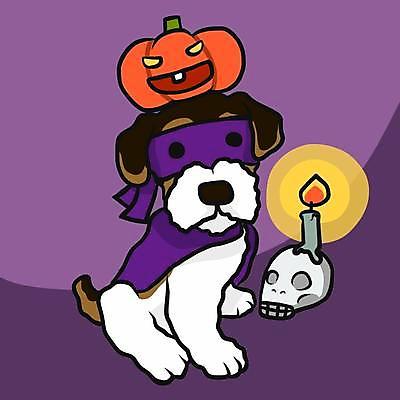 EPS 해외이미지 한마리 반려견 일러스트 촛불 해골 가면 사람없음 반려동물 분장 보라색 할로윈 강아지 망토 테리어 손그림 잭오랜턴 해외일러스트 동물 1 컬러 초 뼈 개 파일형식 벡터 이미지허브