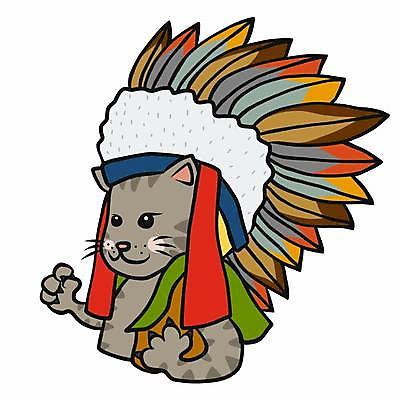 EPS 해외이미지 한마리 일러스트 사람없음 반려동물 고양이 손그림 인디언의상 반려묘 해외일러스트 동물 1 포유류 전통의상 파일형식 벡터 이미지허브