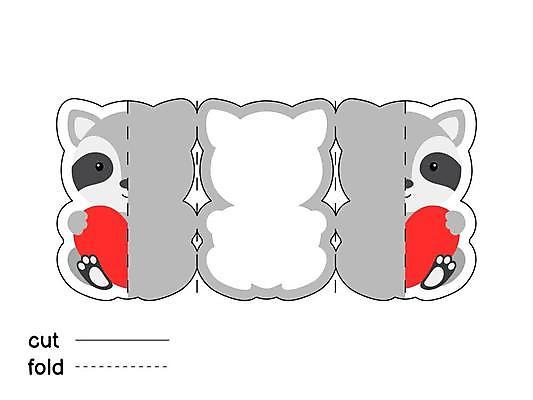 EPS 해외이미지 일러스트 발렌타인데이 미소 사람없음 하트 숲 종이접기 DIY 라쿤 전개도 해외일러스트 모양 종이 데이이벤트 표정 취미 너구리 접기 파일형식 벡터 이미지허브