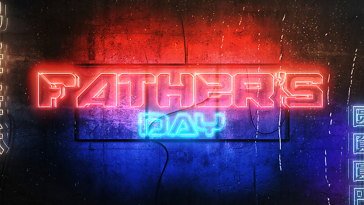 JPG 해외이미지 영어 일러스트 간판 타이포그라피 사람없음 빨간색 파란색 데이 네온 아버지의날 해외일러스트 문자 기념일 컬러 미국문화 파일형식 이미지허브
