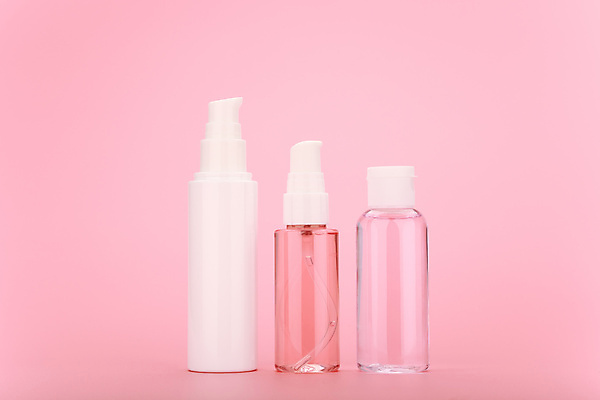 포토 JPG 해외이미지 실내 사람없음 화장품 스킨케어 공병 목업 분홍색배경 해외포토 분홍색 백그라운드 내부 뷰티 병_담는 파일형식 이미지허브