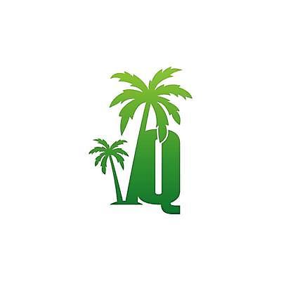 EPS 해외이미지 디자인 알파벳 잎 대문자 타이포그라피 사람없음 초록색 야자수 Q 나무 식물 문자 영어 컬러 파일형식 벡터 이미지허브