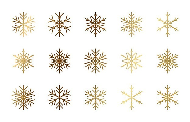 EPS 해외이미지 일러스트 눈꽃 사람없음 세트 금색 눈꽃무늬 엘리먼트 해외일러스트 컬러 무늬 눈_날씨 파일형식 벡터 이미지허브