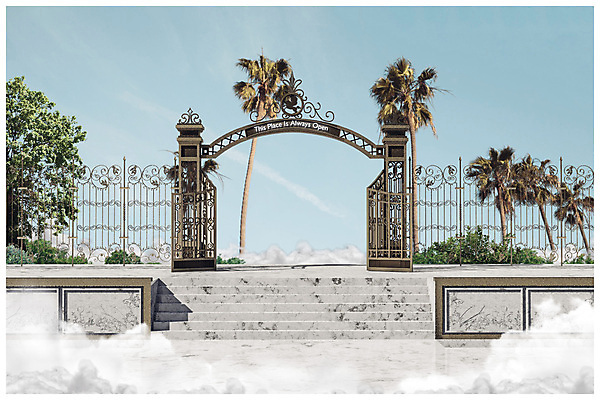 포토 JPG 해외이미지 컨셉 상상 하늘 사람없음 빛 울타리 3D 문 믿음 희망 오픈 통로 대문 공상 천국 신앙심 영원 웅장함 파라다이스 해외포토 감정 담장 디지털합성 파일형식 이미지허브