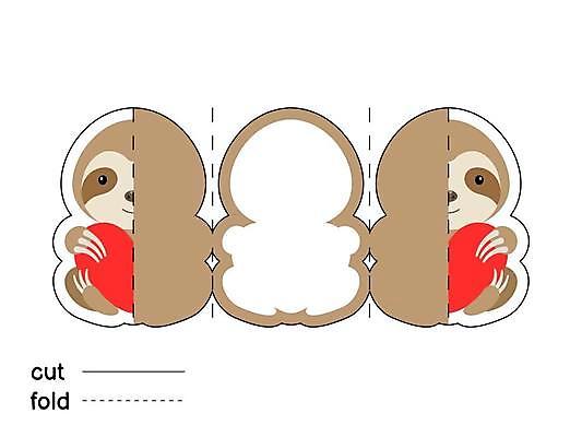 EPS 해외이미지 일러스트 발렌타인데이 미소 사람없음 하트 종이접기 DIY 나무늘보 전개도 해외일러스트 모양 동물 종이 데이이벤트 표정 취미 접기 파일형식 벡터 이미지허브