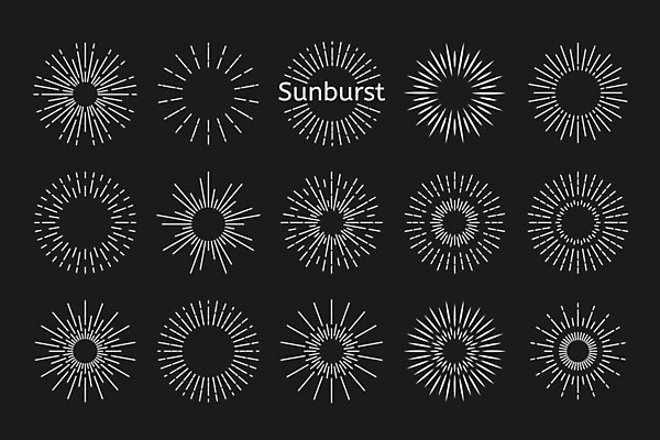 EPS 해외이미지 디자인 선 일러스트 폭죽 사람없음 빛 세트 고립 방사형 효과 썬버스트 해외일러스트 파일형식 벡터 이미지허브
