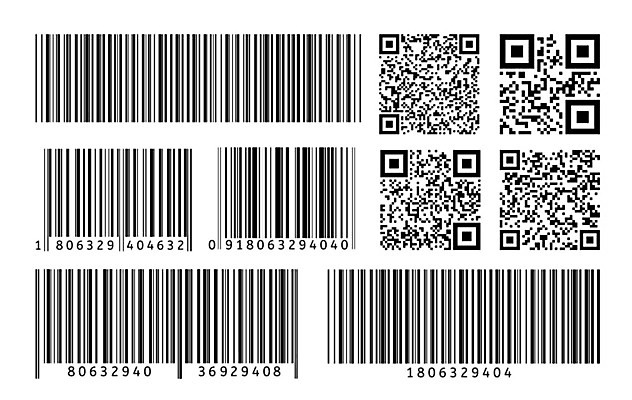 EPS 해외이미지 일러스트 사람없음 세트 바코드 QR코드 엘리먼트 해외일러스트 파일형식 벡터 이미지허브