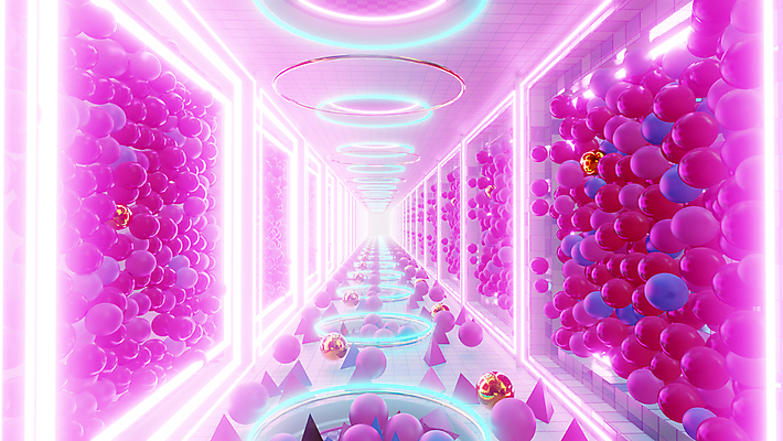 포토 해외이미지 분홍색 백그라운드 미래 사람없음 빛 3D 디지털 공간 화려 사이버 디지털합성 네온 펑크 지오메트릭 사이버펑크 해외포토 컬러 컨셉 파일형식 SF 이미지허브