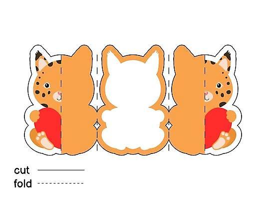 EPS 해외이미지 일러스트 포옹 사람없음 하트 종이접기 DIY 스라소니 전개도 해외일러스트 모양 종이 포유류 안기 취미 접기 파일형식 벡터 동물 모션 이미지허브