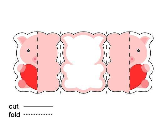 EPS 해외이미지 일러스트 포옹 사람없음 하트 돼지 종이접기 DIY 전개도 해외일러스트 모양 종이 포유류 안기 취미 접기 파일형식 벡터 이미지허브