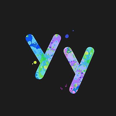 EPS 해외이미지 디자인 알파벳 대문자 타이포그라피 사람없음 파란색 보라색 소문자 Y 문자 영어 컬러 파일형식 벡터 이미지허브