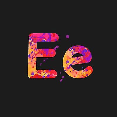 EPS 해외이미지 디자인 알파벳 대문자 타이포그라피 사람없음 빨간색 노란색 E 소문자 문자 영어 컬러 파일형식 벡터 이미지허브