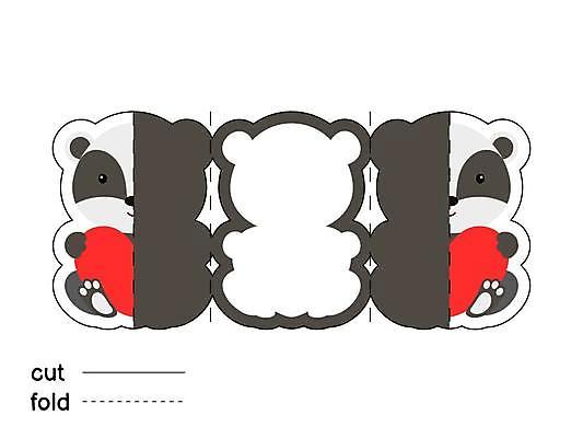 EPS 해외이미지 일러스트 발렌타인데이 사람없음 종이접기 DIY 오소리 전개도 해외일러스트 종이 데이이벤트 취미 접기 파일형식 벡터 이미지허브