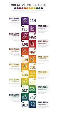 EPS 해외이미지 일러스트 사람없음 인포그래픽 연도 단계 월 프로젝트 해외일러스트 날짜 파일형식 벡터 이미지허브