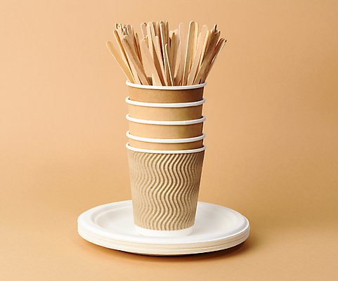 포토 JPG 해외이미지 사람없음 갈색 종이컵 친환경 패키지 나무막대기 종이접시 해외포토 접시 컬러 컵 환경 막대기 일회용 파일형식 이미지허브