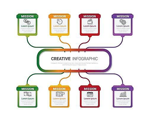 EPS 해외이미지 일러스트 사람없음 세트 인포그래픽 연결 단계 해외일러스트 파일형식 벡터 이미지허브