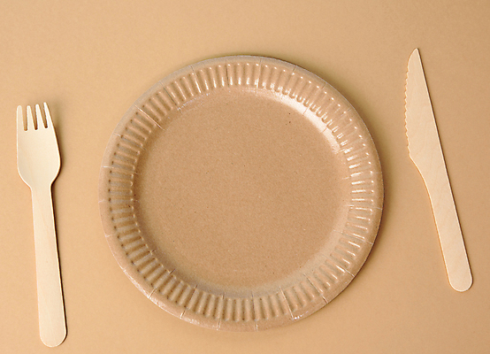 포토 JPG 해외이미지 사람없음 하이앵글 갈색 나이프 친환경 패키지 나무포크 종이접시 해외포토 식기 접시 뷰포인트 컬러 포크 환경 칼 파일형식 이미지허브