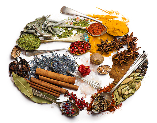 포토 JPG 해외이미지 백그라운드 건조 사람없음 숟가락 가루 허브 소금 시나몬 통후추 팔각회향 해외포토 식물 수저 향신료 후추 파일형식 이미지허브