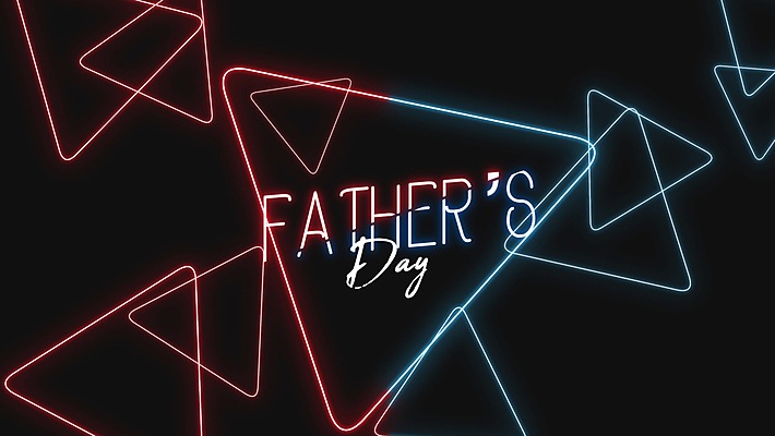 JPG 해외이미지 영어 일러스트 타이포그라피 사람없음 빨간색 파란색 삼각형 데이 네온 아버지의날 해외일러스트 도형 문자 기념일 컬러 미국문화 파일형식 이미지허브