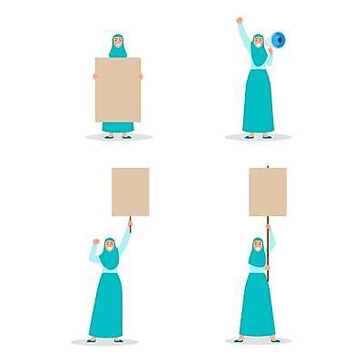 EPS 해외이미지 배너 여자 이동 일러스트 안내 말하기 사람 확성기 힘 외침 공백 방 자유 변화 플랫 이슬람교 싸움 성별 무료 소셜 스트라이크 압력 연대 통일 평등 항의 해외일러스트 종교 컨셉 모션 소리 파일형식 벡터 이미지허브