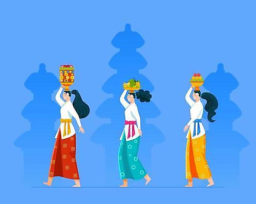 EPS 해외이미지 캐릭터 전통 여자 꽃 행복 아시아 종교 문화 과일 일러스트 휴가 새로움 사람 축제 산책 달력 기도 축하 사찰 플랫 연도 순수 발리 신성 희생 힌두교 해외일러스트 일러캐릭터 식물 감정 나라 섬 컨셉 종교건축 휴식 인도네시아 파일형식 벡터 이미지허브