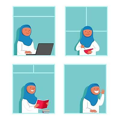 EPS 해외이미지 직업 캐릭터 여자 종교 일러스트 비즈니스 창문 주택 요리 사람 책 펼침 업무 사회 플랫 보호 이슬람교 만화 종업원 읽기 예방 시민 고립 소셜 프리랜서 해외일러스트 일러캐릭터 컨셉 모션 건물 작업 국민 공동체 파일형식 벡터 이미지허브