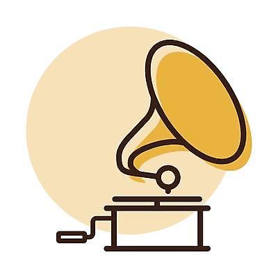 EPS 해외이미지 음악 일러스트 사람없음 소리 레코드 재생 아날로그 축음기 턴테이블 해외일러스트 음향기기 문화예술 골동품 음반 파일형식 벡터 이미지허브