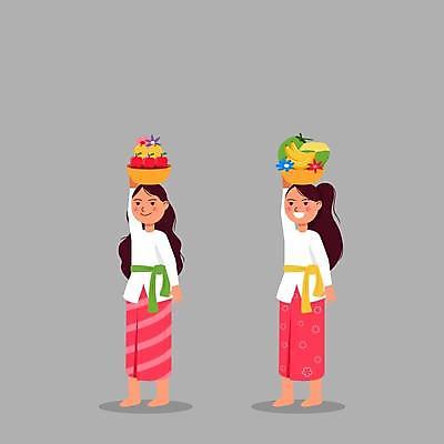 EPS 해외이미지 캐릭터 전통 여자 꽃 행복 아시아 종교 문화 과일 일러스트 휴가 새로움 사람 축제 산책 달력 기도 축하 사찰 플랫 연도 순수 발리 신성 희생 힌두교 해외일러스트 일러캐릭터 식물 감정 나라 섬 컨셉 종교건축 휴식 인도네시아 파일형식 벡터 이미지허브