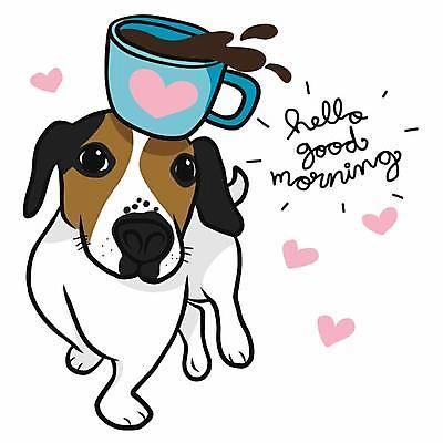 EPS 해외이미지 손글씨 행복 커피 일러스트 글자캘리그라피 사람없음 머그컵 하트 개 강아지 잭러셀테리어 해외일러스트 모양 감정 음료 캘리그라피 포유류 컵 반려동물 테리어 파일형식 벡터 이미지허브