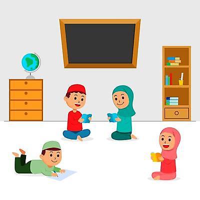 EPS 해외이미지 캐릭터 학생 교육 행복 종교 어린이 일러스트 교실 학교 문구용품 자 미소 사람 앉기 책 스터디 연필 펜 지구본 흰색 플랫 이슬람교 만화 캐비닛 읽기 베일 해외일러스트 일러캐릭터 감정 컬러 모션 학용품 표정 학습 필기구 사물함 오브젝트 파일형식 벡터 이미지허브